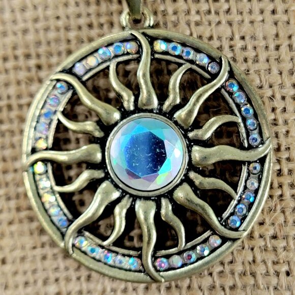 Sun Pendant Necklace Crystal Gold Adjustable Chain Women Jewelry New Clasp Gift - Picture 11 of 12